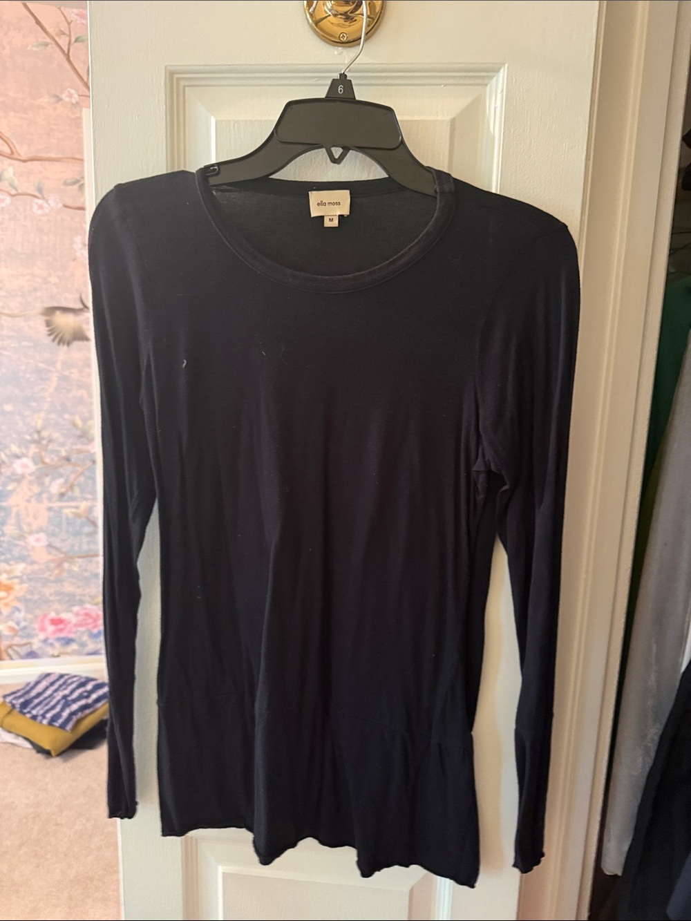 Ella Moss Black Long Sleeve Crewneck Tee